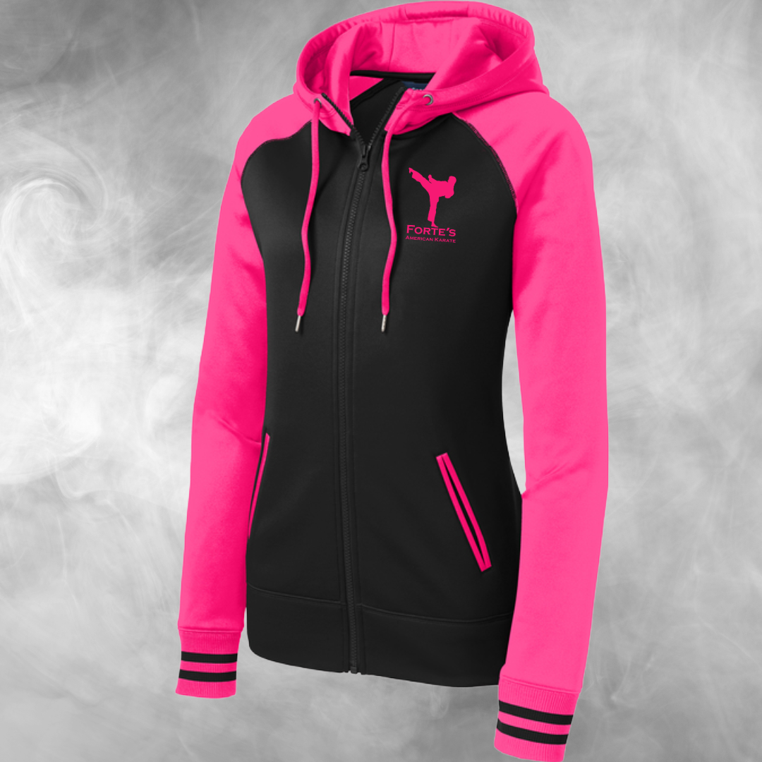 Forte's Karate Spring Women's Varsity Fleece Full Zip Hooded Jacket