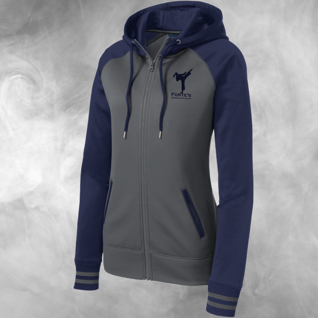 Forte's Karate Spring Women's Varsity Fleece Full Zip Hooded Jacket