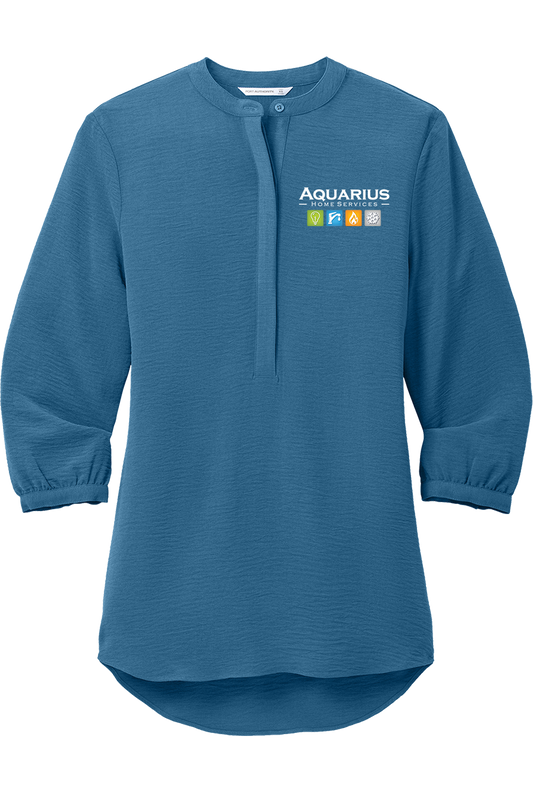 Aquarius Home Services Women's 3/4 Sleeve Textured Crepe Tunic