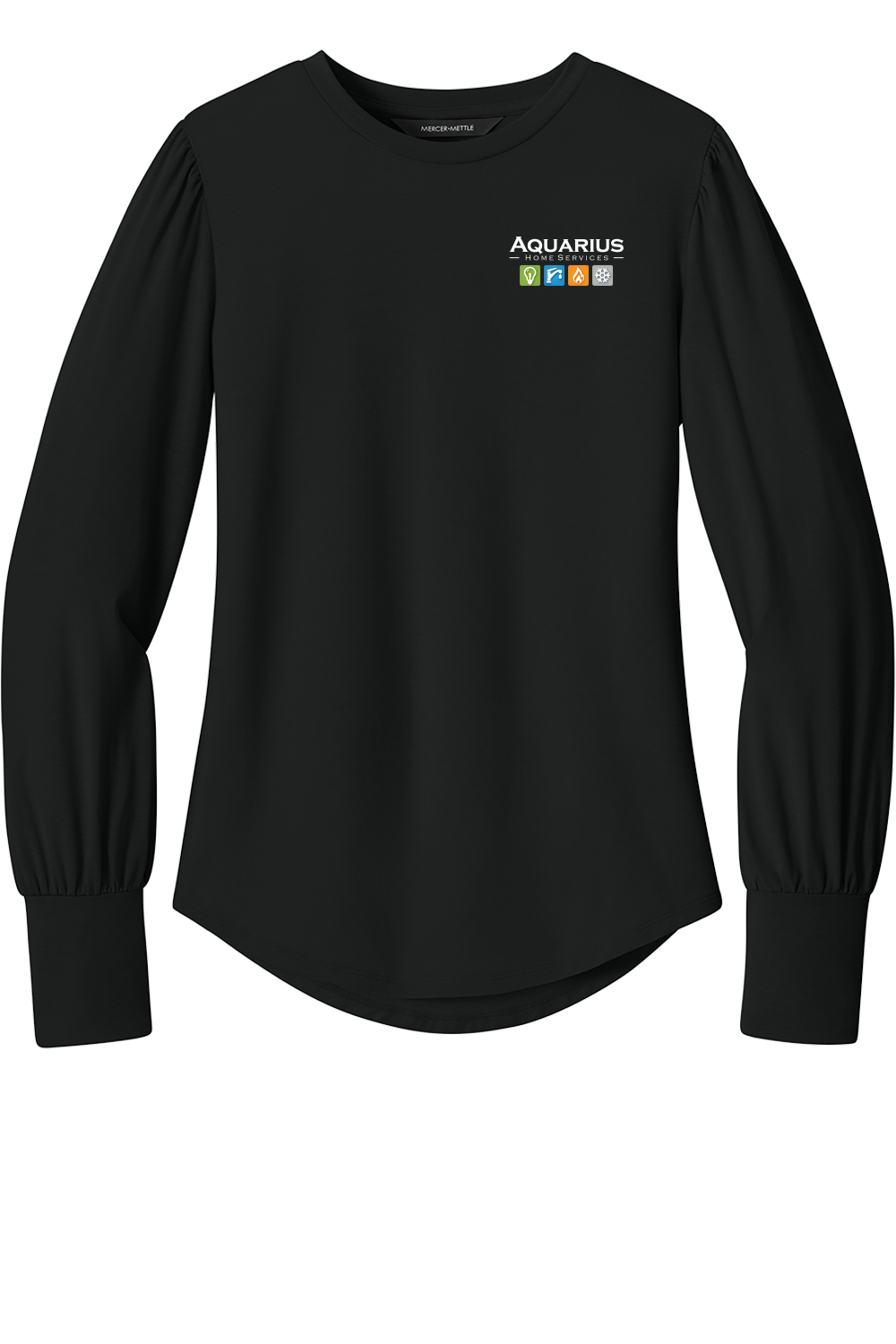 Aquarius Home Services Women’s Stretch Jersey Long Sleeve Blouson Top