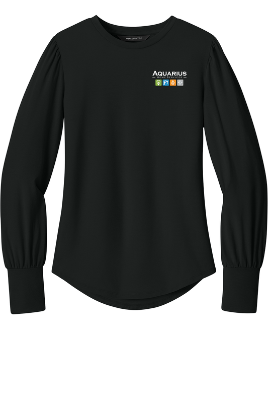 Aquarius Home Services Women’s Stretch Jersey Long Sleeve Blouson Top