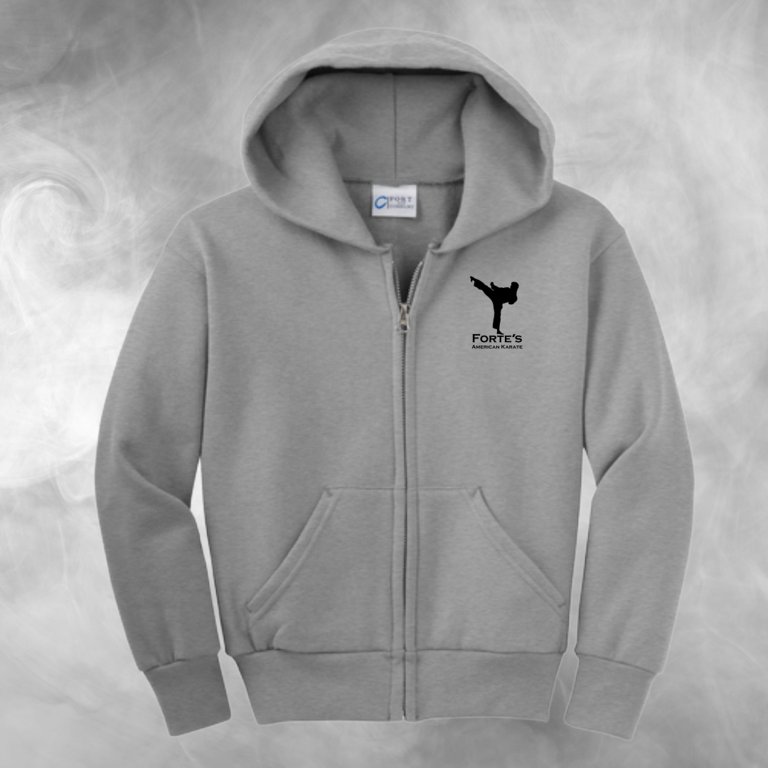 Forte's Karate Spring Youth Fleece Full Zip Hooded Sweatshirt