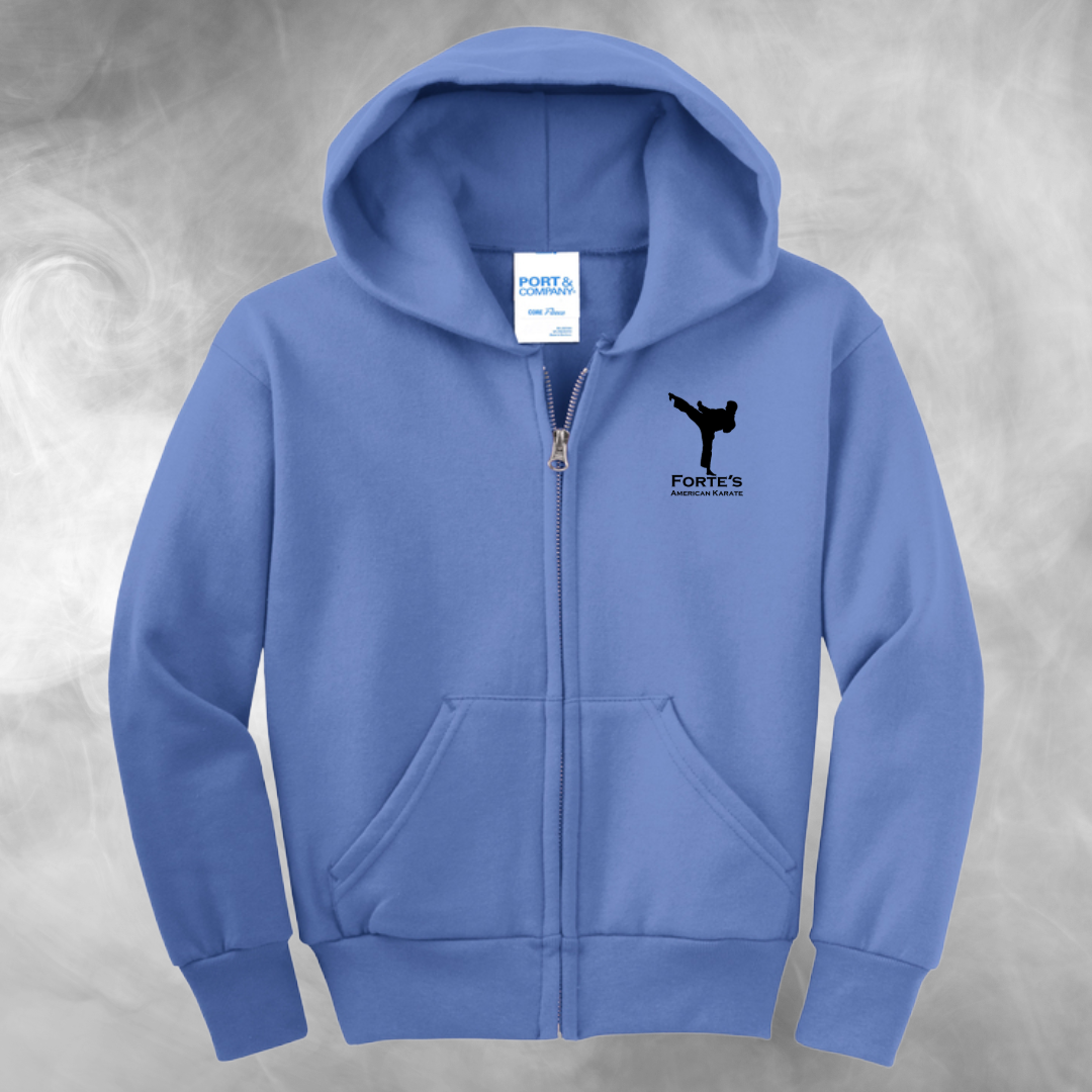 Forte's Karate Spring Youth Fleece Full Zip Hooded Sweatshirt