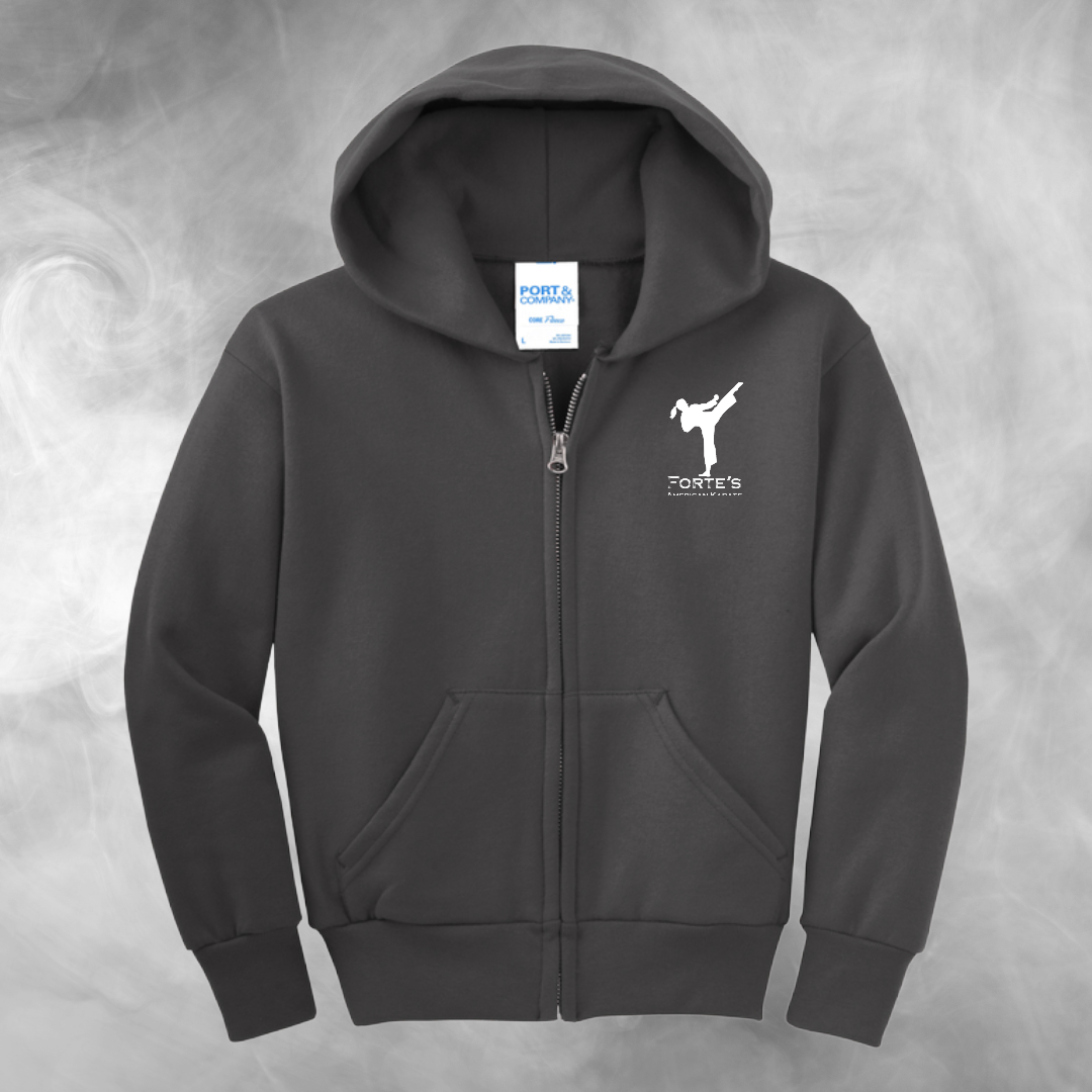 Forte's Karate Spring Youth Fleece Full Zip Hooded Sweatshirt