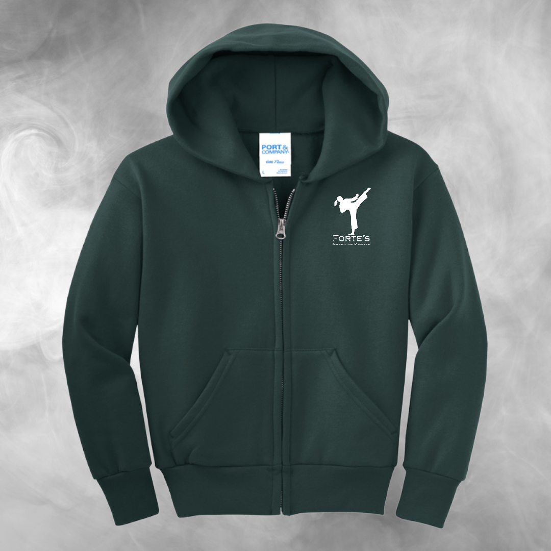 Forte's Karate Spring Youth Fleece Full Zip Hooded Sweatshirt