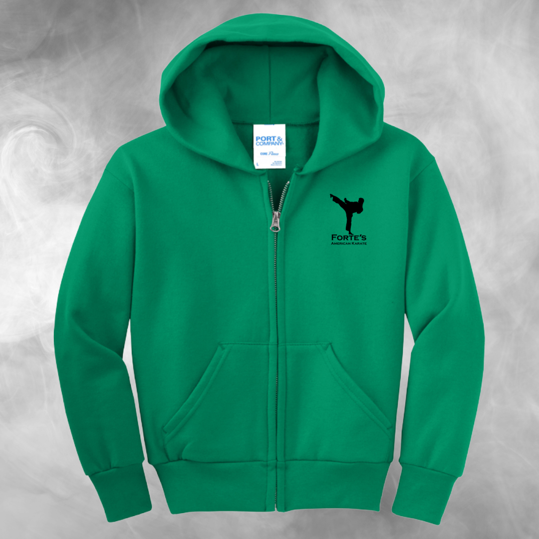 Forte's Karate Spring Youth Fleece Full Zip Hooded Sweatshirt