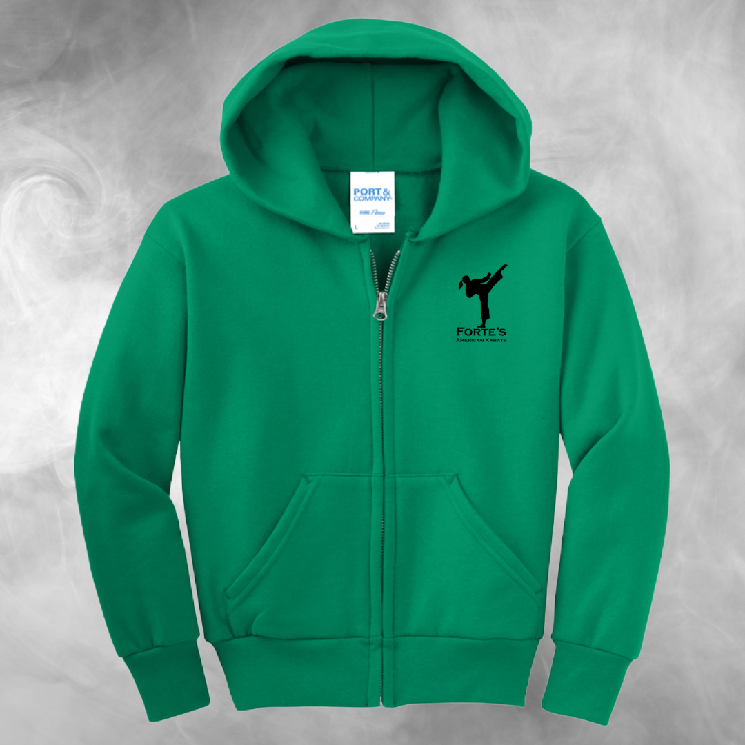 Forte's Karate Spring Youth Fleece Full Zip Hooded Sweatshirt
