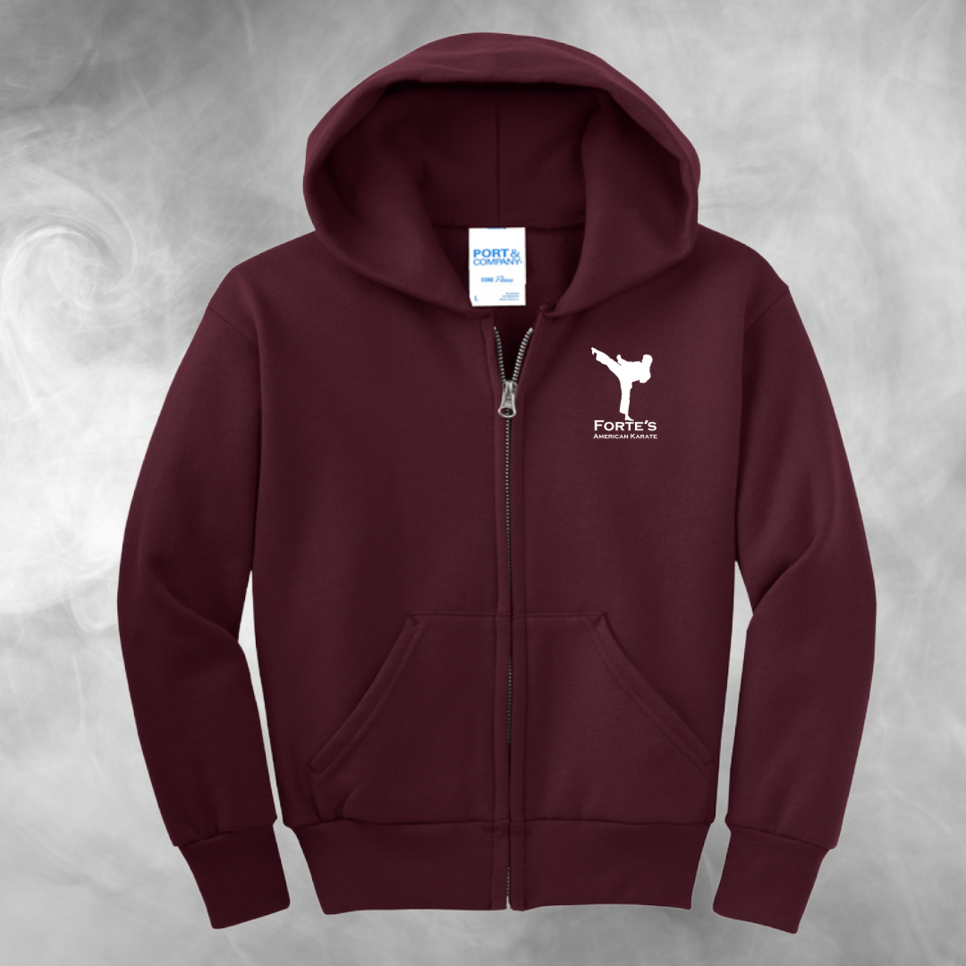 Forte's Karate Spring Youth Fleece Full Zip Hooded Sweatshirt