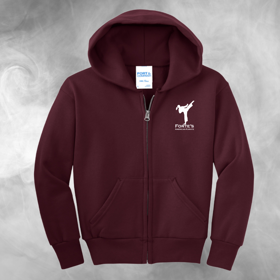 Forte's Karate Spring Youth Fleece Full Zip Hooded Sweatshirt