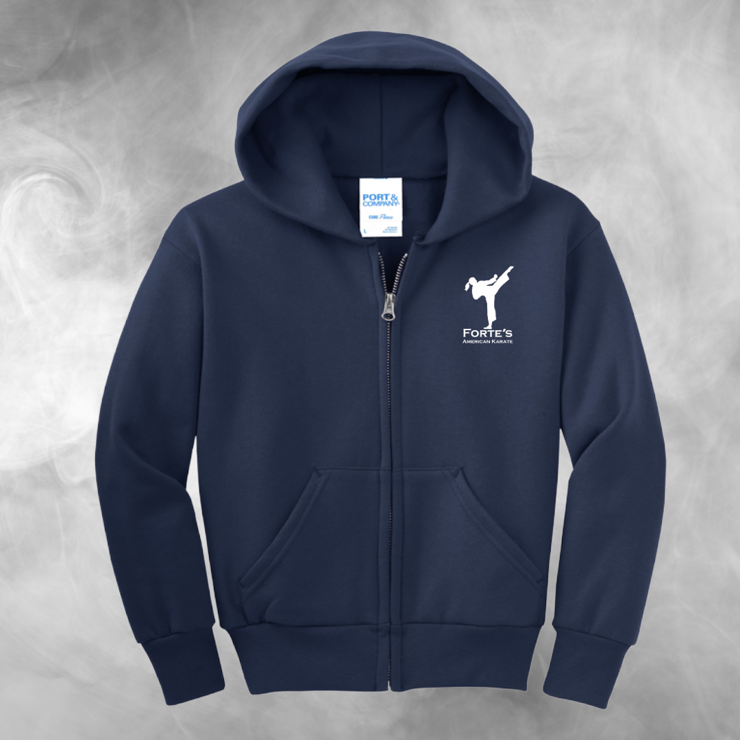 Forte's Karate Spring Youth Fleece Full Zip Hooded Sweatshirt