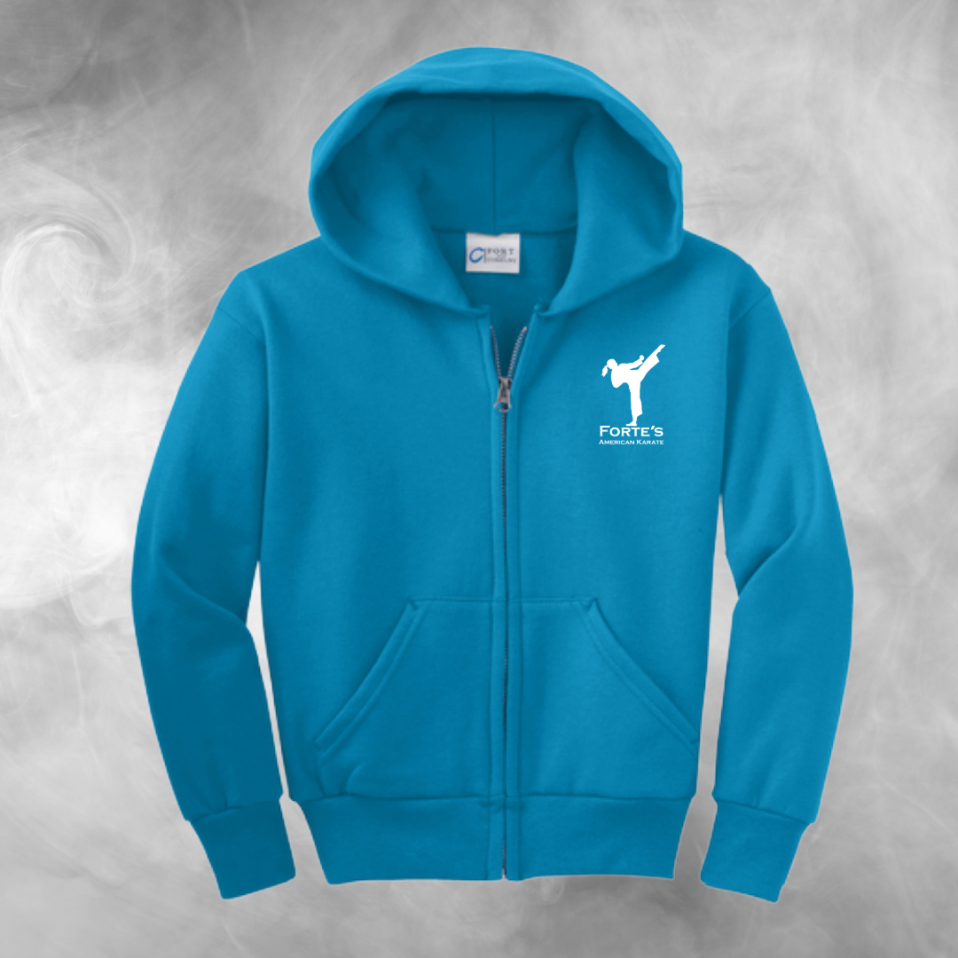 Forte's Karate Spring Youth Fleece Full Zip Hooded Sweatshirt