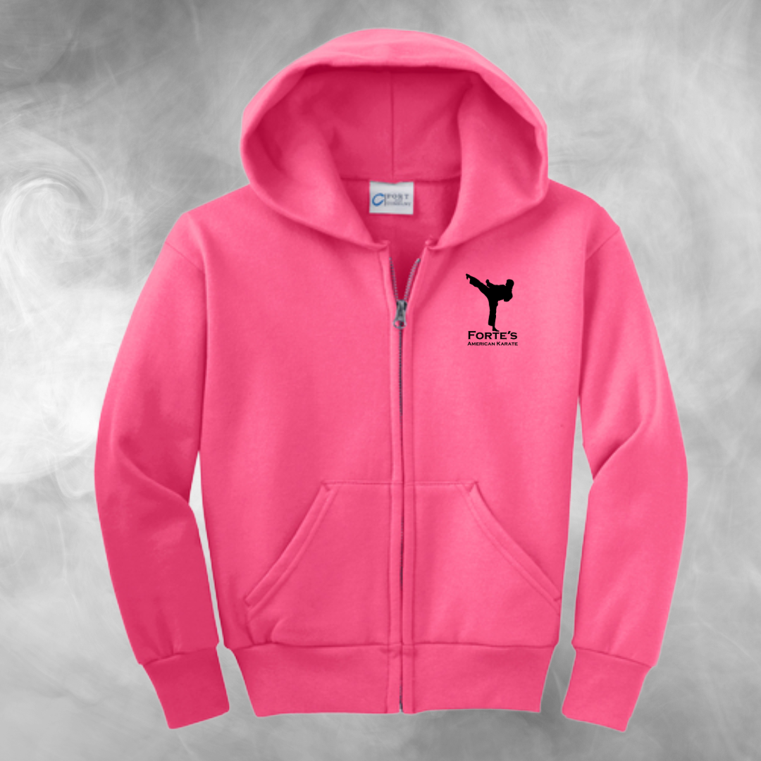 Forte's Karate Spring Youth Fleece Full Zip Hooded Sweatshirt