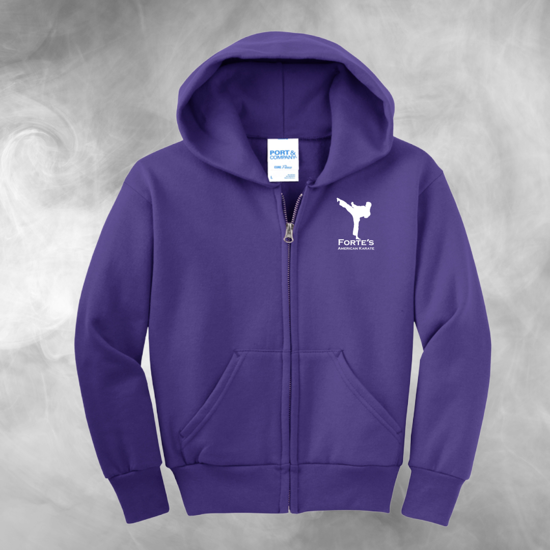 Forte's Karate Spring Youth Fleece Full Zip Hooded Sweatshirt