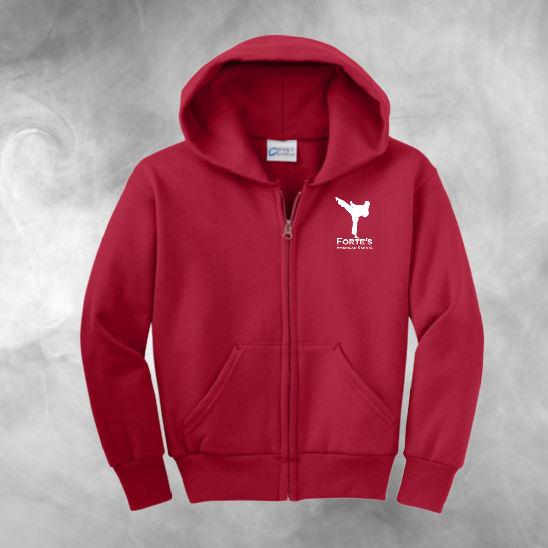 Forte's Karate Spring Youth Fleece Full Zip Hooded Sweatshirt