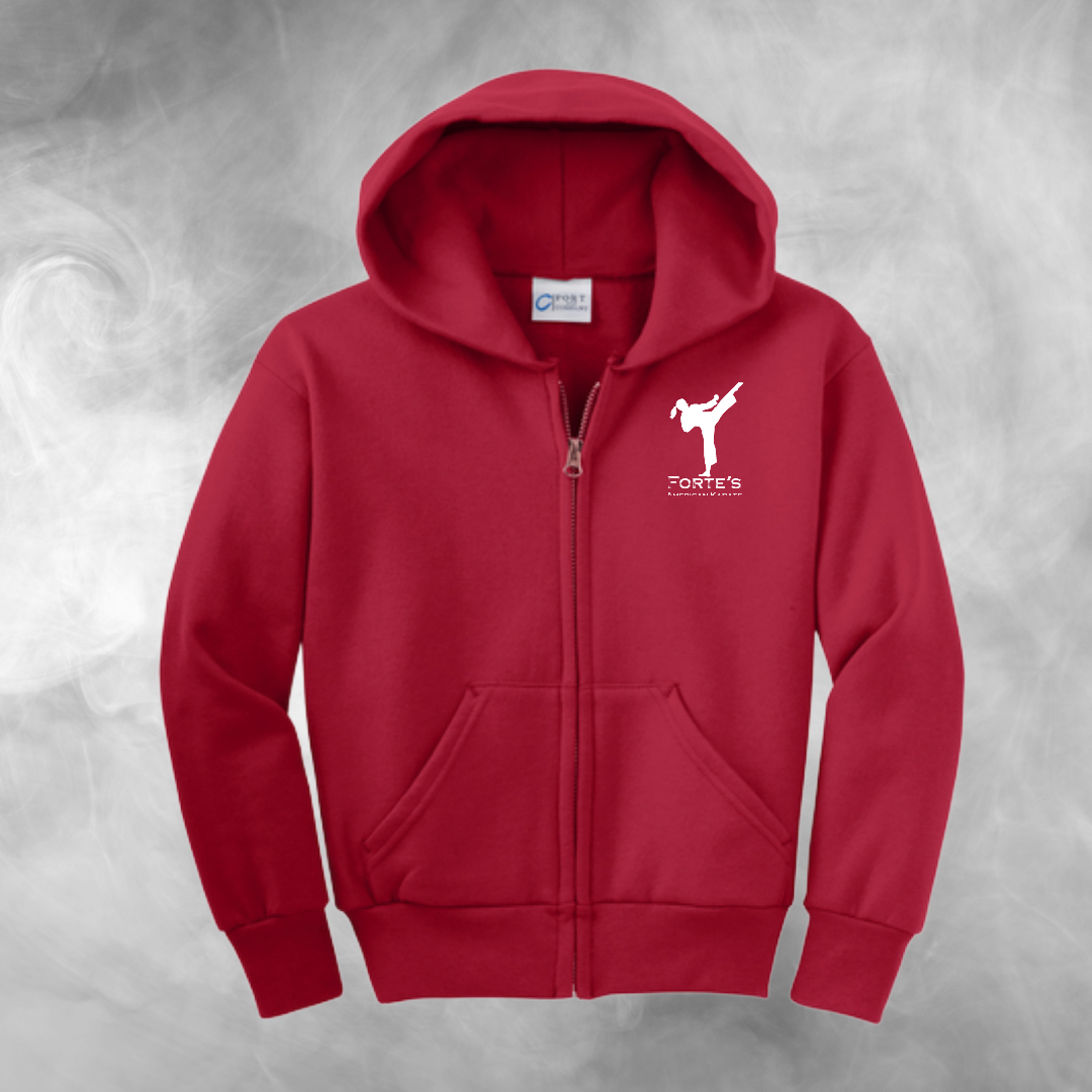 Forte's Karate Spring Youth Fleece Full Zip Hooded Sweatshirt