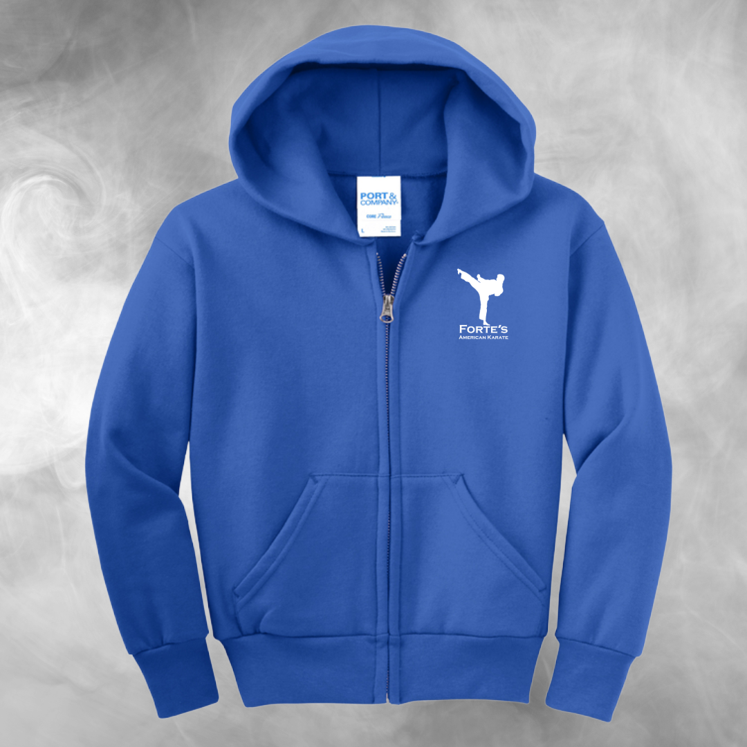 Forte's Karate Spring Youth Fleece Full Zip Hooded Sweatshirt