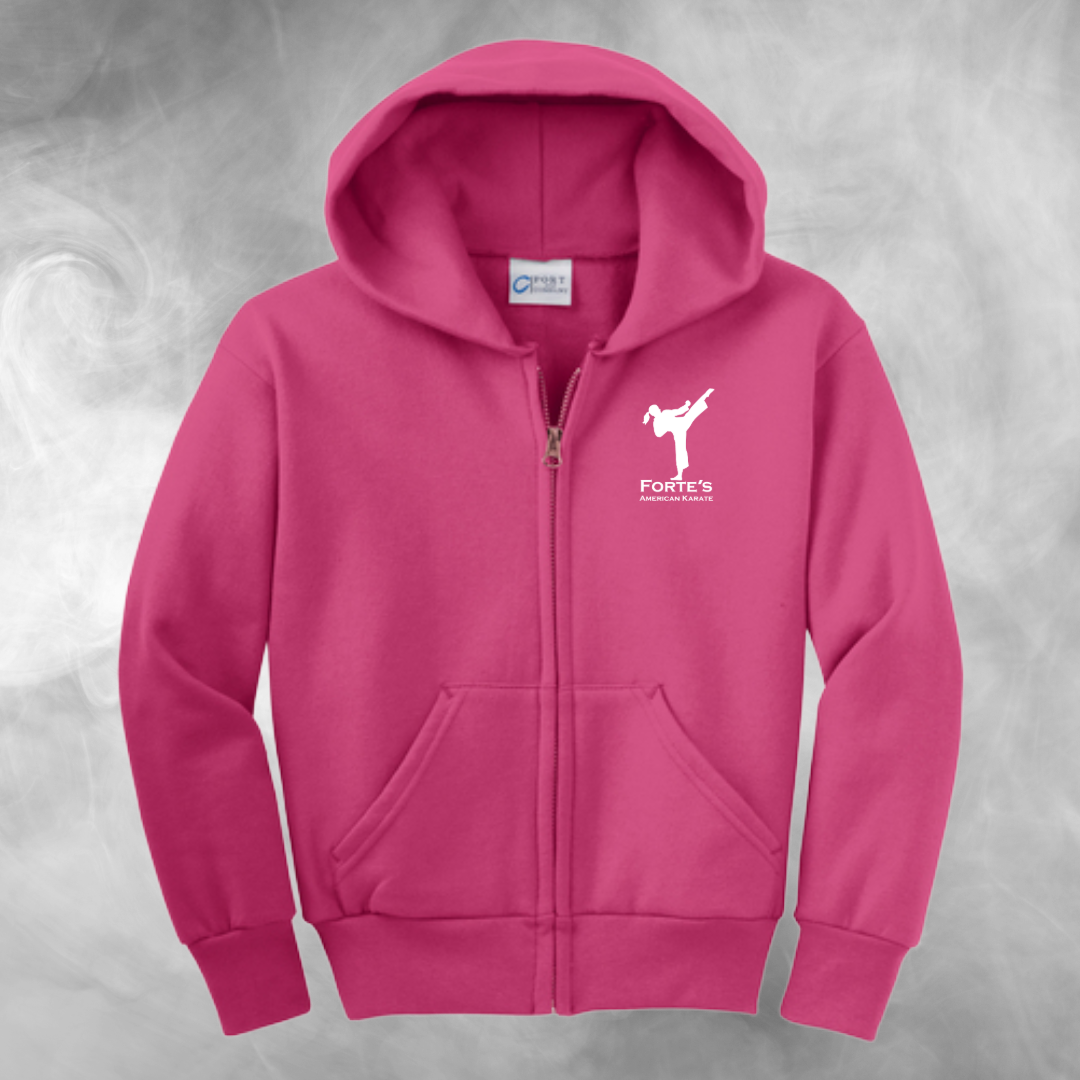 Forte's Karate Spring Youth Fleece Full Zip Hooded Sweatshirt
